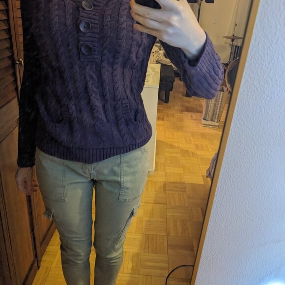 Sonoma Purple Knit Button Sweater - Picture 3 of 8